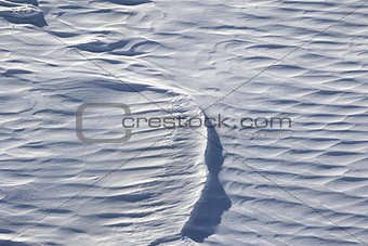 Off piste slope after snowfall in ski resort