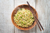 Delicious Asian Japanese dried ramen noodles top view