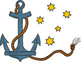 Anchor with Rope and Southern Cross Star Drawing