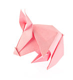 Pink pig of origami.