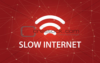 slow internet white text illustration with constellation map on red background and signal bar icon