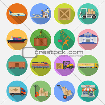 Cargo Transport and logistics Icon Set