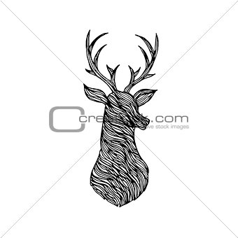 Vector Doodle Deer Silhouette
