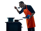 man cooking chef silhouette isolated