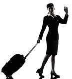 Stewardess cabin crew woman Saluting isolated silhouette