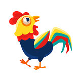 Rooster Cartoon Character Walking Around ,Cock Representing Chinese Zodiac Symbol Of New Year 2017