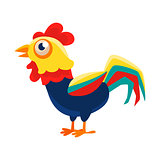 Rooster Cartoon Character Standing Calm,Cock Representing Chinese Zodiac Symbol Of New Year 2017