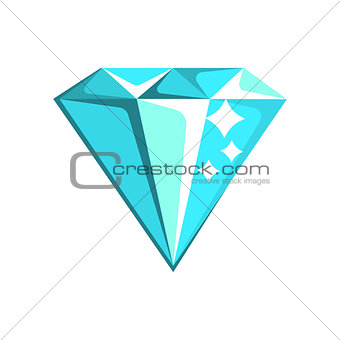 Blue Diamond Element From Slot Machine, Gambling And Casino Night Club Related Cartoon Illustration