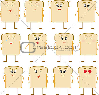 Emoticon icon of Bread on the white background