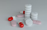 Pills, on gray background