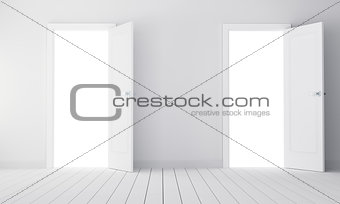 Two doors in a empty room