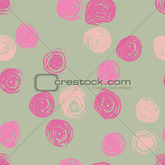 Seamless pattern with hand drawn grunge circles. Ink illustration. Hand drawn ornament for wrapping paper.