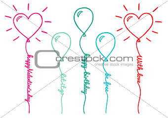 Balloons with text, vector set