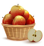 Full Wicker basket with red apples