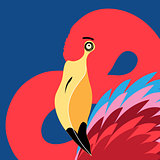 Graphic portrait of a flamingo