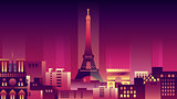 France city night neon style architecture buildings town country travel