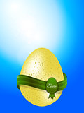 Easter egg with banner on blue sky background