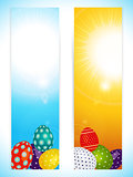 Easter vertical banners with decorated eggs