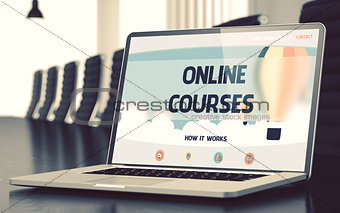 Online Courses Concept on Laptop Screen. 3D.