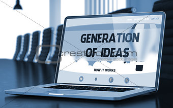 Generation Of Ideas on Laptop in Conference Room. 3D.