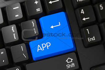 Keyboard with Blue Button - App. 3D.