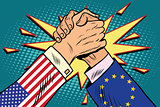 USA vs EU Arm wrestling fight confrontation