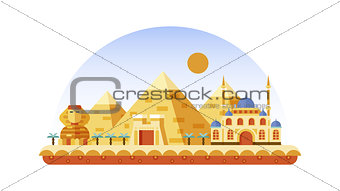 Egypt icon in flat style