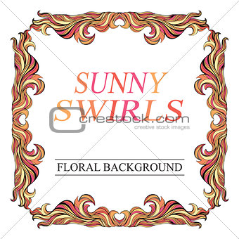 Vector vintage red sunny frame with place for text. Decorative i