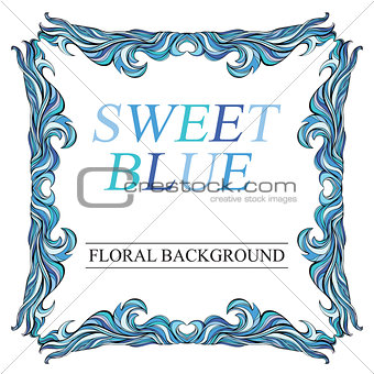Vector vintage blue frame with place for text. Decorative invita