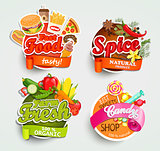 Food elements, design label or sticker.