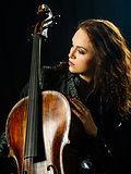 Cello player and her instrument