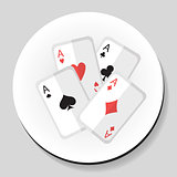 Playing Cards 4 Aces sticker icon flat style. Vector illustration.