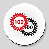 .Poker chips sticker icon flat style. Vector illustration.