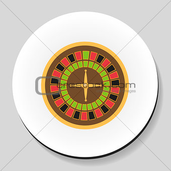 Roulette is a casino game sticker icon flat style. Vector illustration.