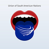 Union of South American Nations language. Abstract human tongue.