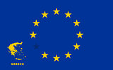 EU flag with Greece country. European Union membership Greece