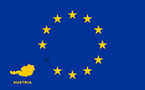 EU flag with Austria country. European Union membership Austria