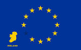 EU flag with Ireland country. European Union membership Ireland