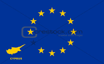 EU flag with Cyprus country. European Union membership Cyprus