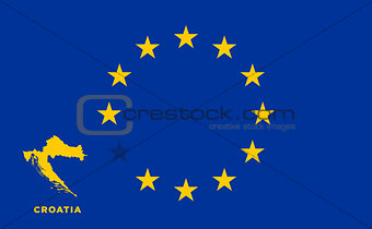 EU flag with Croatia country. European Union membership Croatia