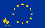 EU flag with Denmark country. European Union membership Denmark