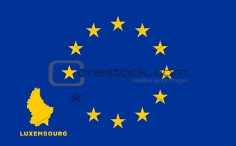 EU flag with Luxembourg country. European Union membership Luxembourg