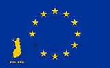 EU flag with Finland country. European Union membership Finland
