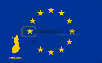 EU flag with Finland country. European Union membership Finland