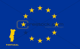 EU flag with Portugal country. European Union membership Portugal