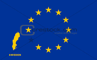 EU flag with Sweden country. European Union membership Sweden
