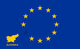 EU flag with Slovenia country. European Union membership Slovenia
