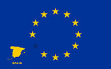 EU flag with Spain country. European Union membership Spain
