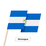 Nicaragua Ribbon Waving Flag Isolated on White. Vector Illustration.