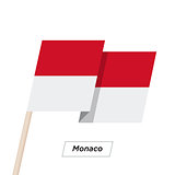 Monaco Ribbon Waving Flag Isolated on White. Vector Illustration.